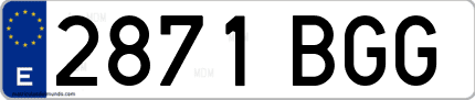 Ejemplo de matrícula de coche ordinaria 2871 BGG