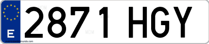 Ejemplo de matrícula de coche ordinaria 2871 HGY