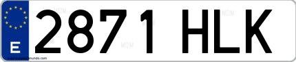 Ejemplo de matrícula de coche ordinaria 2871 HLK