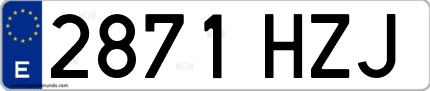 Ejemplo de matrícula de coche ordinaria 2871 HZJ