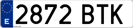 Ejemplo de matrícula de coche ordinaria 2872 BTK