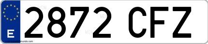 Ejemplo de matrícula española 2872 CFZ