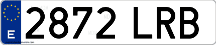 Ejemplo de matrícula de coche ordinaria 2872 LRB