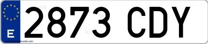 Ejemplo de matrícula española 2873 CDY