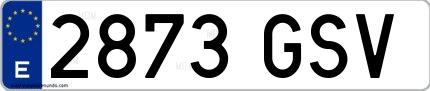 Ejemplo de matrícula española 2873 GSV