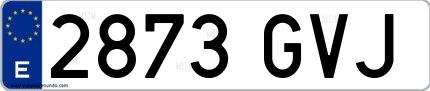 Ejemplo de matrícula de coche ordinaria 2873 GVJ