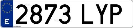 Ejemplo de matrícula española 2873 LYP