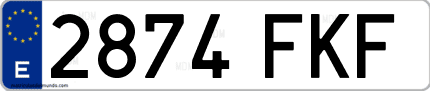 Ejemplo de matrícula de coche ordinaria 2874 FKF