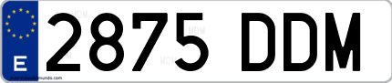 Ejemplo de matrícula de coche ordinaria 2875 DDM