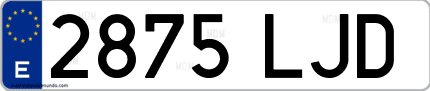 Ejemplo de matrícula de coche ordinaria 2875 LJD