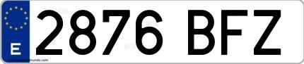 Ejemplo de matrícula española 2876 BFZ