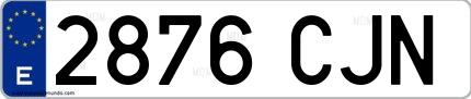 Ejemplo de matrícula española 2876 CJN