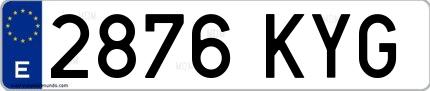 Ejemplo de matrícula española 2876 KYG