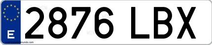 Ejemplo de matrícula española 2876 LBX