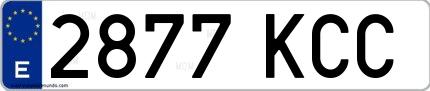 Ejemplo de matrícula española 2877 KCC