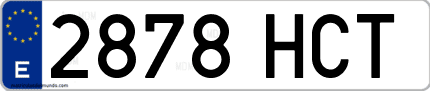 Ejemplo de matrícula de coche ordinaria 2878 HCT