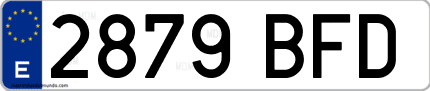 Ejemplo de matrícula de coche ordinaria 2879 BFD