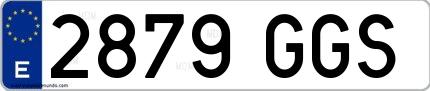 Ejemplo de matrícula de coche ordinaria 2879 GGS