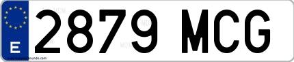 Ejemplo de matrícula española 2879 MCG