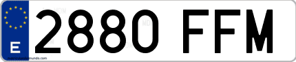 Ejemplo de matrícula de coche ordinaria 2880 FFM