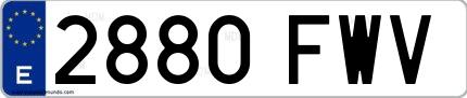 Ejemplo de matrícula española 2880 FWV