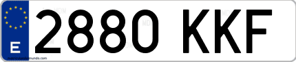 Ejemplo de matrícula de coche ordinaria 2880 KKF