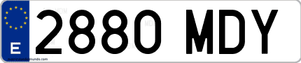 Ejemplo de matrícula de coche ordinaria 2880 MDY