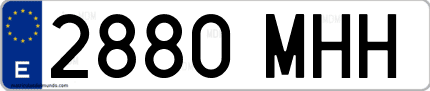 Ejemplo de matrícula de coche ordinaria 2880 MHH