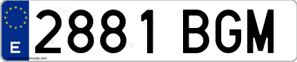 Ejemplo de matrícula de coche ordinaria 2881 BGM