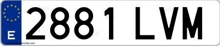 Ejemplo de matrícula española 2881 LVM