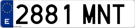 Ejemplo de matrícula de coche ordinaria 2881 MNT