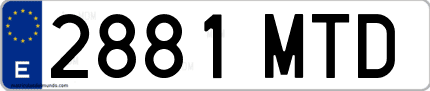 Ejemplo de matrícula de coche ordinaria 2881 MTD