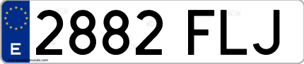 Ejemplo de matrícula de coche ordinaria 2882 FLJ
