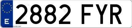 Ejemplo de matrícula española 2882 FYR
