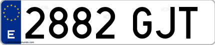 Ejemplo de matrícula de coche ordinaria 2882 GJT