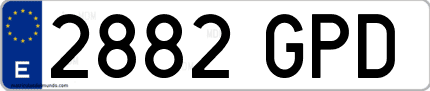 Ejemplo de matrícula de coche ordinaria 2882 GPD