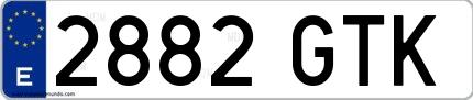 Ejemplo de matrícula española 2882 GTK