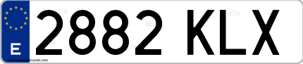 Ejemplo de matrícula de coche ordinaria 2882 KLX