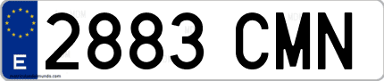 Ejemplo de matrícula de coche ordinaria 2883 CMN