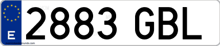 Ejemplo de matrícula de coche ordinaria 2883 GBL