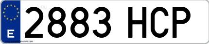 Ejemplo de matrícula española 2883 HCP