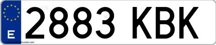 Ejemplo de matrícula española 2883 KBK
