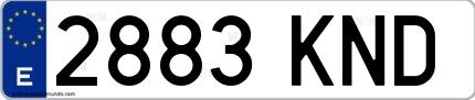 Ejemplo de matrícula española 2883 KND