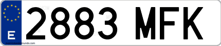 Ejemplo de matrícula de coche ordinaria 2883 MFK