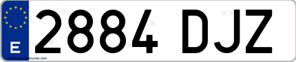 Ejemplo de matrícula de coche ordinaria 2884 DJZ