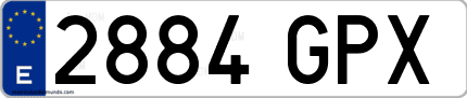 Ejemplo de matrícula de coche ordinaria 2884 GPX