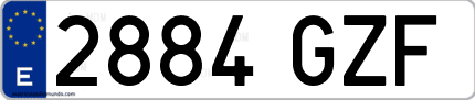 Ejemplo de matrícula de coche ordinaria 2884 GZF