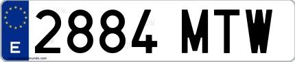 Ejemplo de matrícula española 2884 MTW