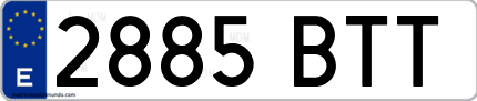 Ejemplo de matrícula de coche ordinaria 2885 BTT