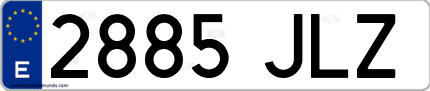 Ejemplo de matrícula de coche ordinaria 2885 JLZ